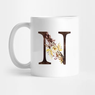 Floral Monogram N Lovely Autumn Foliage Mug